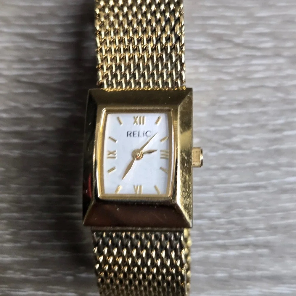 Relic Gold Tone ZR33648 Mesh Band Square Face Water Resistant Women's Watch